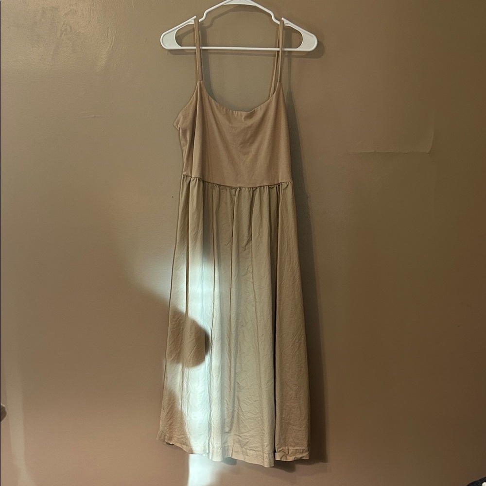 Old Navy Beige Fit and Flare Midi Dress